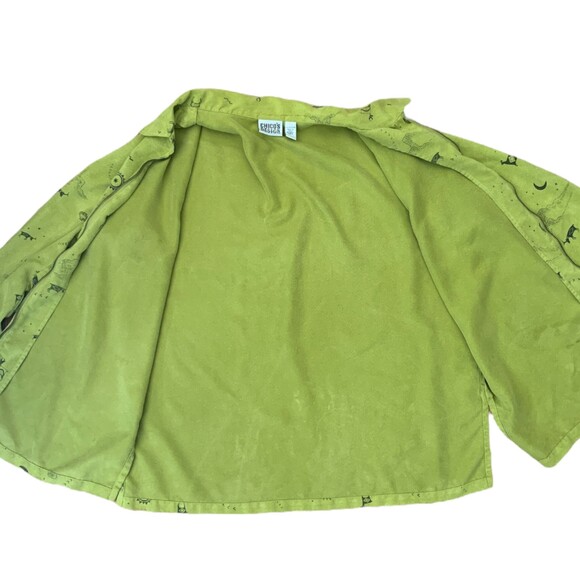 Vintage Chico’s Size 3 Button Front Blouse Shirt Lime Green Faux Suede Western - Picture 6 of 10